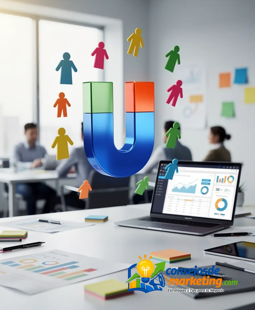 A vibrant magnet pulling colorful paper notes shaped like people.