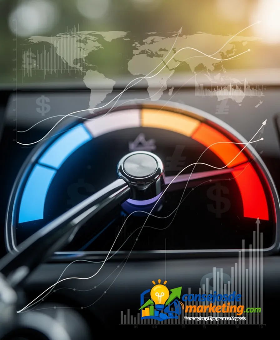 a glowing engine throttle lever moving between hot and cold zones on a gauge.