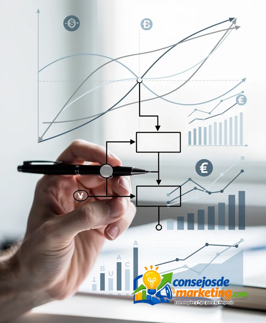a hand drawing a policy flowchart over a graph of market supply and demand.