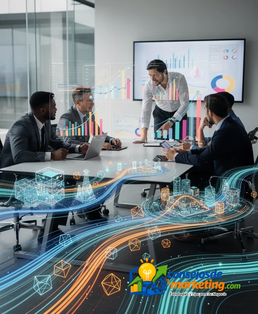 abstract data streams transforming into a vibrant, three-dimensional story landscape.