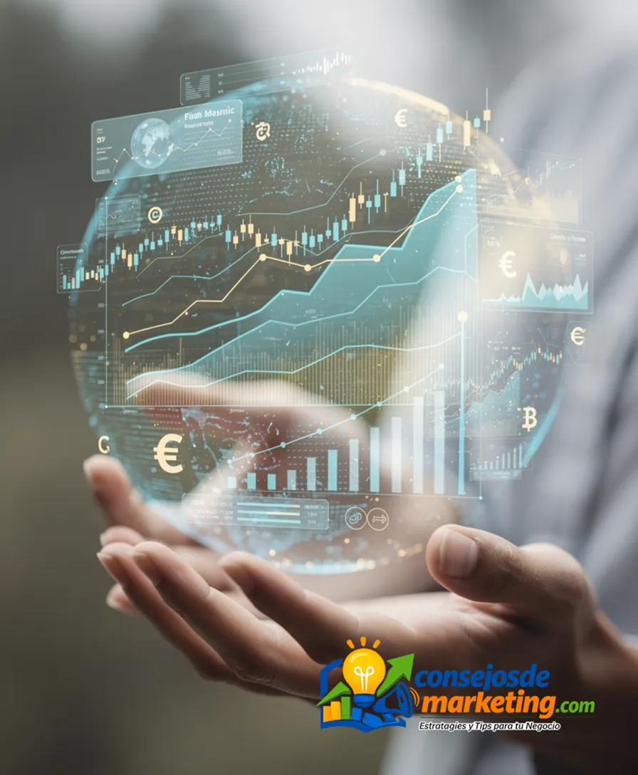 hands moving virtual 3D graphs and charts in mid-air.