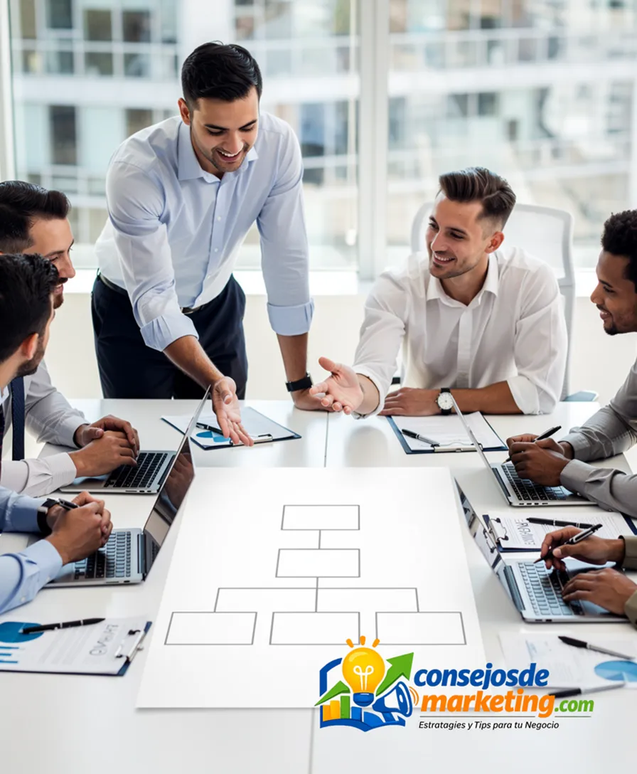 A simple organizational chart drawn with clean lines on paper.