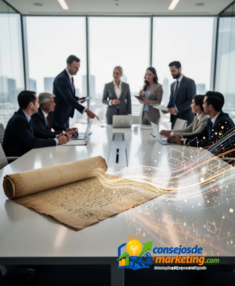 a historical scroll transforming into digital data streams.