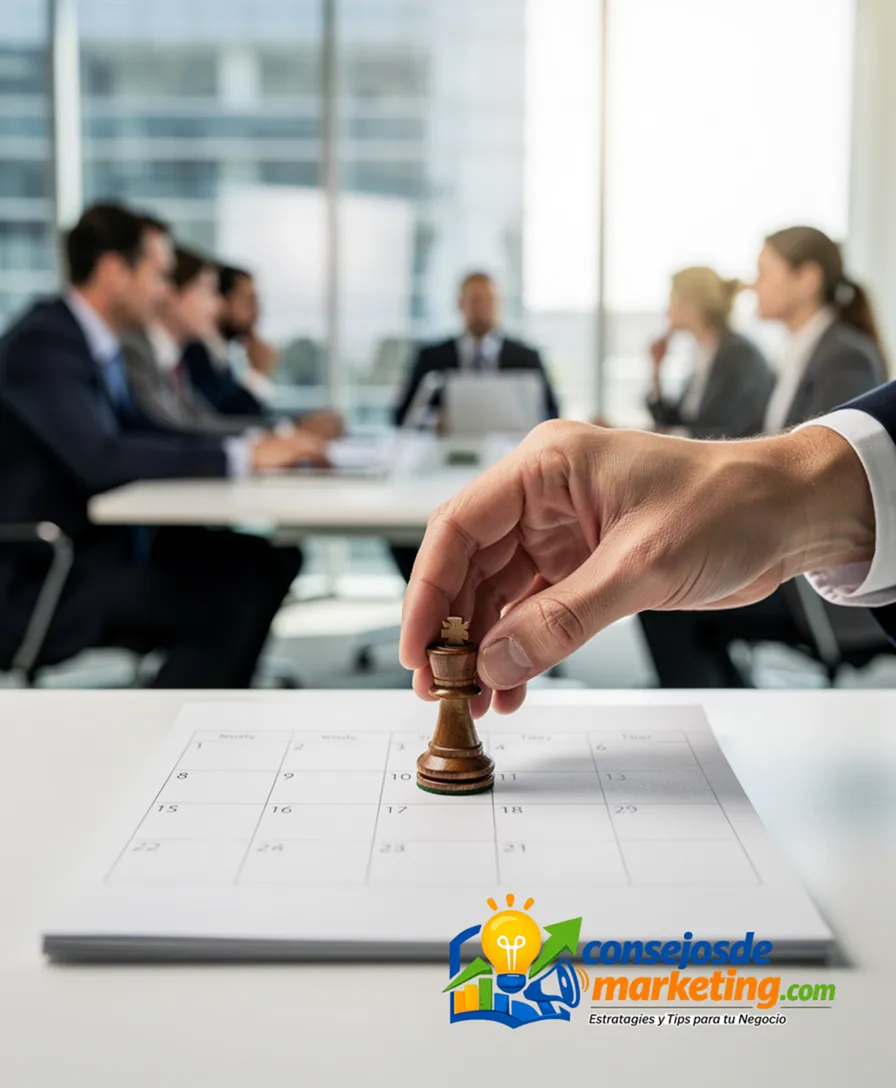 a person placing a chess piece on a calendar marked with seven days.