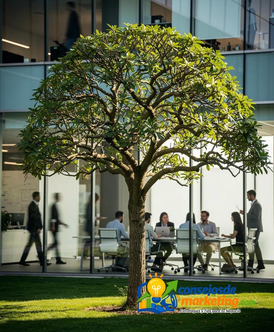 A single tree with many branches growing from one strong trunk.